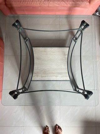 Conjunto mesa centro + carrito camarera de cristal