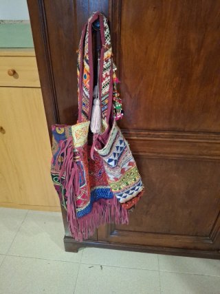 Bolso étnico flecos multicolor