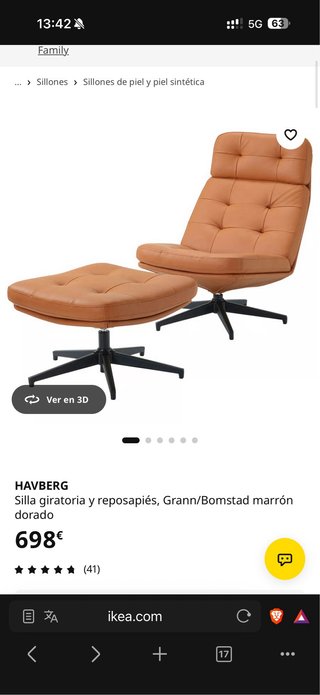 Sillón Havberg con Reposapiés Negro
