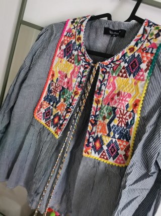 Camisa Vadim bordada rayas multicolor