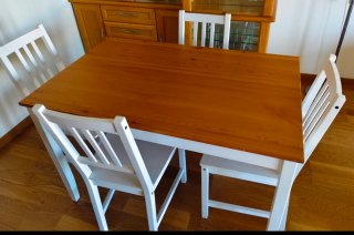 Mesa y 4 Sillas Ikea Madera Blanca