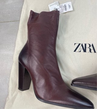 Botines Zara Piel Burdeos Talla 40