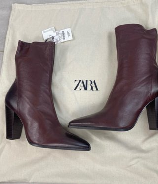 Botines Zara Piel Burdeos Talla 40