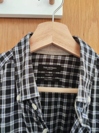 Camisa Pedro del Hierro cuadros blanco y negro