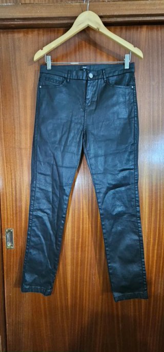 Pantalones Pitillo de Polipiel Negros