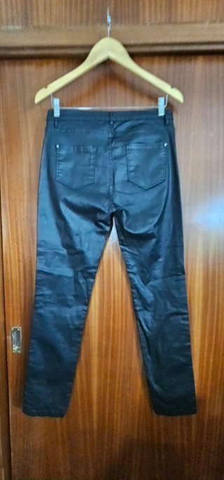 Pantalones Pitillo de Polipiel Negros
