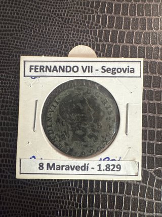 Moneda Fernando VII Segovia 8 Maravedís 1829