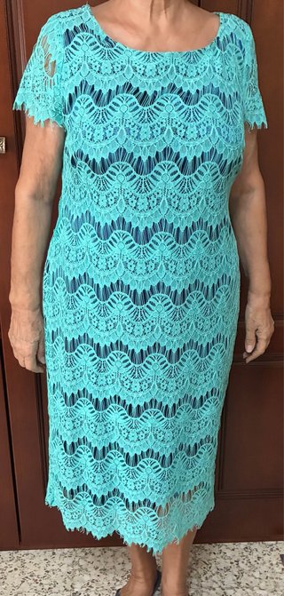 Vestido encaje verde agua fiesta