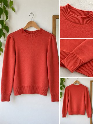Jersey coral cuello redondo