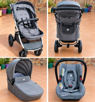 Cochecito Kikka Boo UGO 3 en 1 Gris