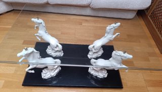 Mesa de centro de cristal y alabastro