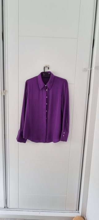 Camisa Satinada Violeta Mango