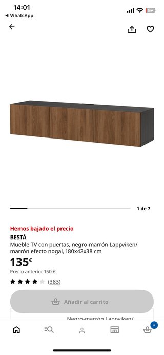 Mueble TV Besta Nogal con Patas