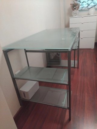 Tavolo da Studio in Cristallo e Metallo