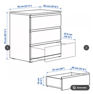 Cómoda IKEA de madera con 3 cajones