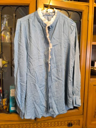 Camisa Azul con Detalle de Encaje