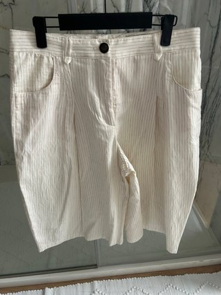 Bermudas Zara beige con rayas marrones