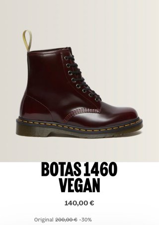 Botas Dr. Martens 1460 Vegan Rojas