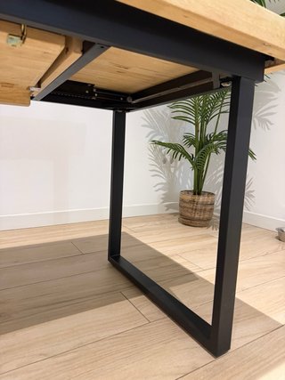Mesa de Comedor Madera Maciza y Metal extensible