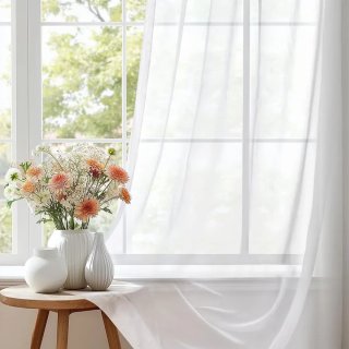 Cortinas Visillo gasa 214x132 riel barra 1cm