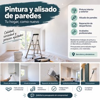 Pintura y alisado de paredes
