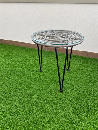 2 Tavoli da esterno rotondi in vetro e rattan