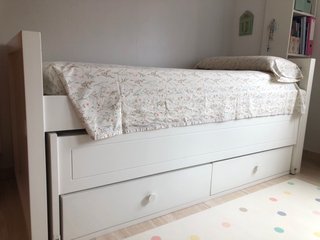 Cama nido de madera maciza blanca