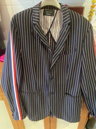 Chaqueta Zara de Rayas Azul Marino Talla42