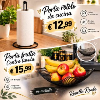Portarotolo cucina e porta frutta metallo