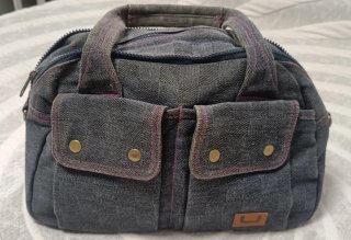 Bolso Adolfo Domínguez Gris/rosa, cómo Nuevo. 15€!
