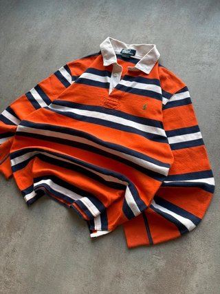 Polo Rugby Ralph Lauren Manga Larga Naranja,...