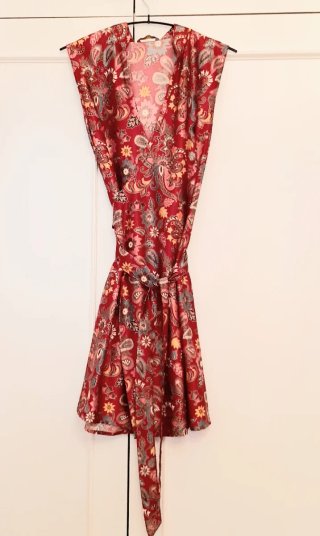 Vestido corte pareo granate estampado floral S