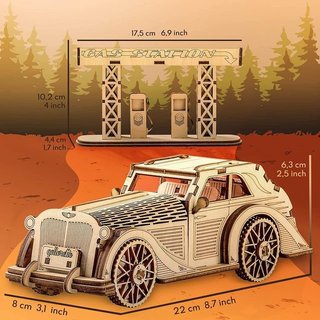 Puzzle 3D Coche Madera y Gas Station
