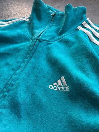Sudadera Adidas Mujer Turquesa y Blanca -...