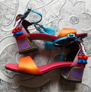 Sandalias Exé Piel Naranja y Morado
