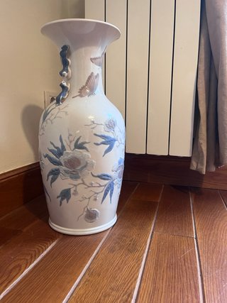 Jarrón Lladró Grande Porcelana Flores Mariposas