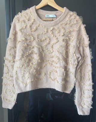 Jersey Zara volantes y brillo rosa Talla M