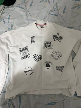 Sudadera Tommy Hilfiger Blanca con Estampados