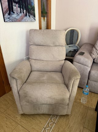 2 Sillones Tela Gris/Beige