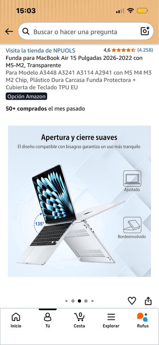 Funda MacBook Air 15 Transparente + Protector Tecl