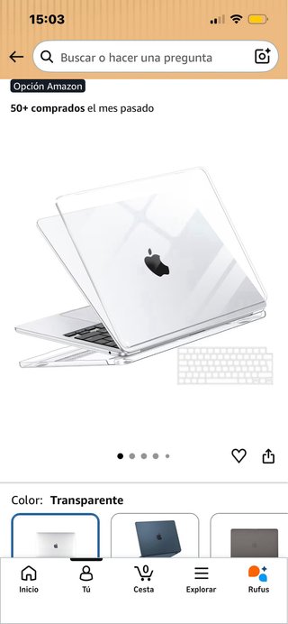 Funda MacBook Air 15 Transparente + Protector Tecl