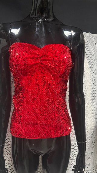 Top lentejuelas rojo