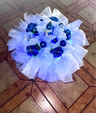Centrotavola Natalizio Blu e Bianco