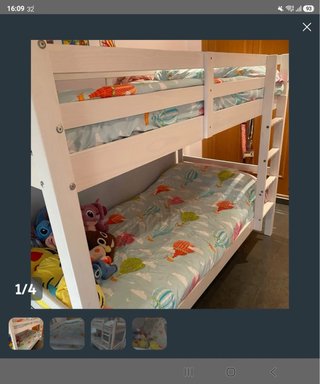 Litera Infantil de Madera Blanca