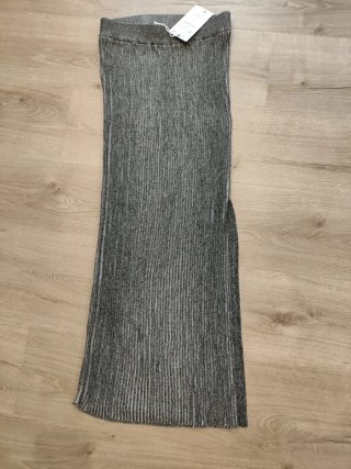 Falda midi plateada