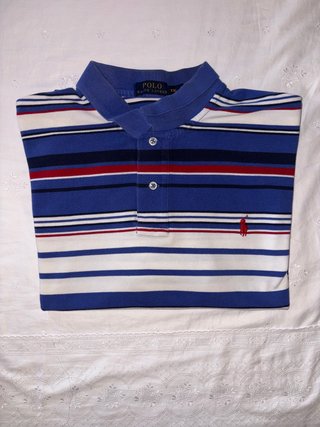 Polo Ralph Lauren a righe blu e bianco XXL