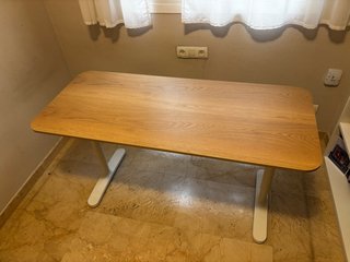 Mesa escritorio madera y blanco 140x60 cm ikea