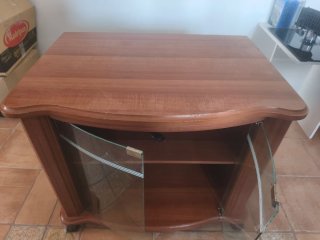 Mueble TV madera y cristal
