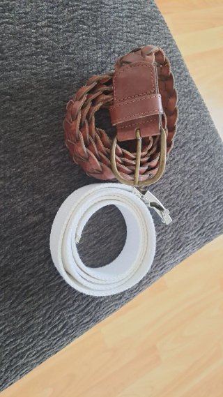 Cinturón Massimo Dutti Piel Trenzado Marrón 75cm