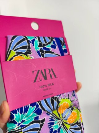 Pañuelo Zara Seda Mariposas Nuevo